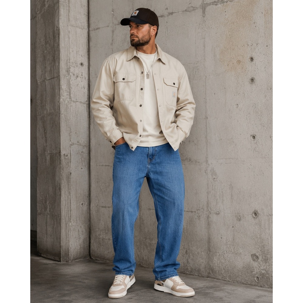 Carhartt Men's Size 42 x 30 Relaxed Fit Straight Leg Blue Denim Workwear Jeans